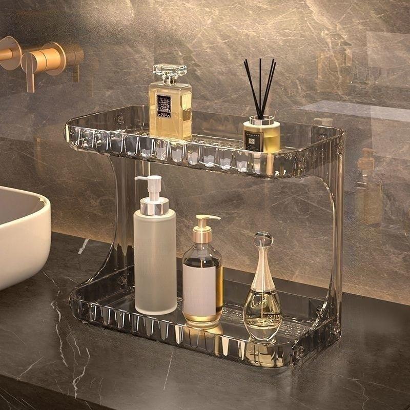 Transparent Bathroom Storage Rack Washbasin Countertop Cosmetic Storage Box
