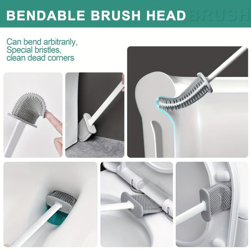 Thickened Silicone Toilet Brush Long Handle Bathroom Tool