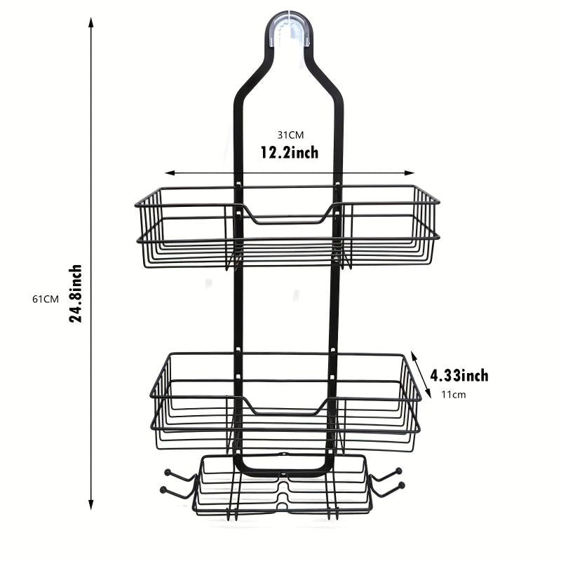 3-Layer Hanging Shower Caddy Basket for Bathroom Storage Rack
