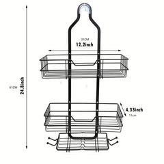 3-Layer Hanging Shower Caddy Basket for Bathroom Storage Rack