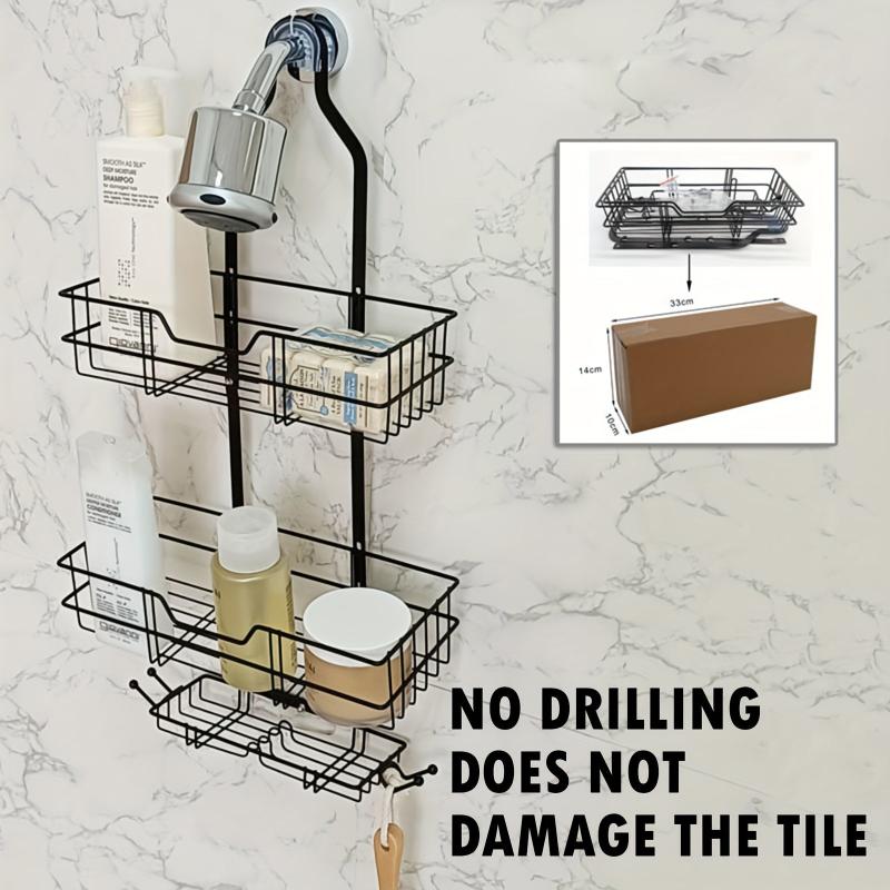 3-Layer Hanging Shower Caddy Basket for Bathroom Storage Rack