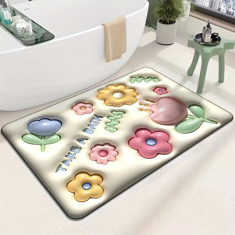 Soft 3D Print Bathroom Mat Diatom Mud Water Absorbent Non Slip Carpet