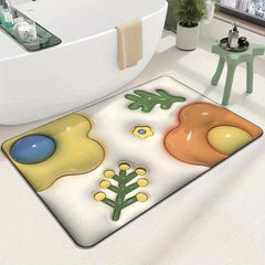 Soft 3D Print Bathroom Mat Diatom Mud Water Absorbent Non Slip Carpet