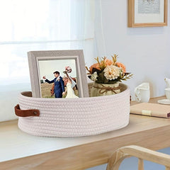 Woven Storage Basket with Handles Desktop Storage Box