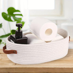Woven Storage Basket with Handles Desktop Storage Box