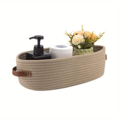 Woven Storage Basket with Handles Desktop Storage Box