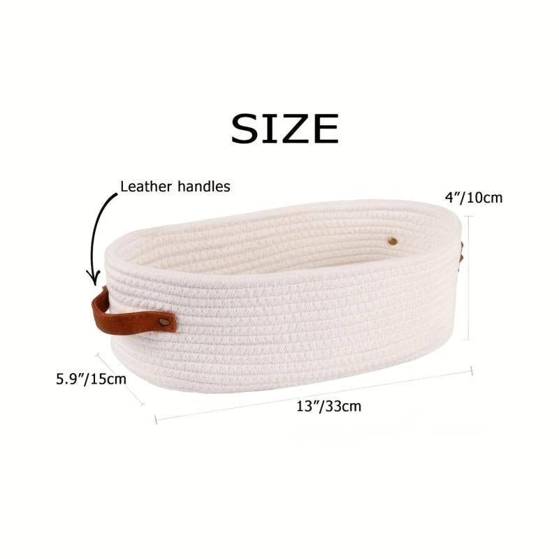 Woven Storage Basket with Handles Desktop Storage Box
