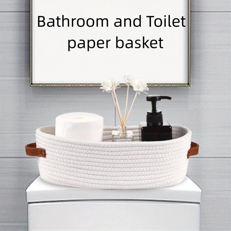 Woven Storage Basket with Handles Desktop Storage Box