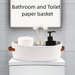 Woven Storage Basket with Handles Desktop Storage Box