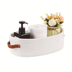 Woven Storage Basket with Handles Desktop Storage Box