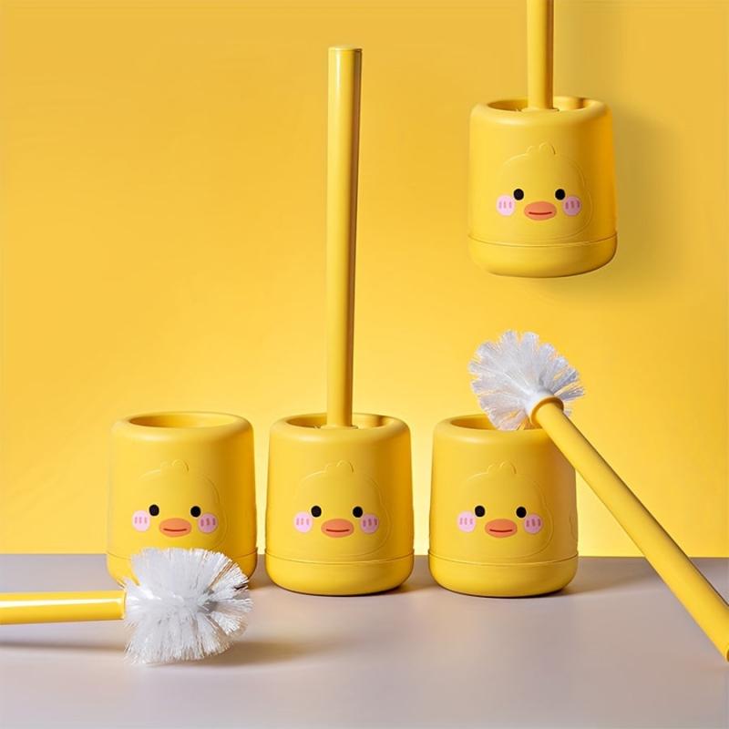 Duck Pattern Toilet Brush And Holder Long Handle Toilet Cleaning Brush