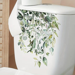 Green Plants Toilet Decoration Stickers Waterproof Self Adhesive