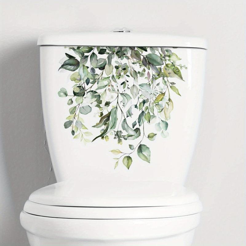 Green Plants Toilet Decoration Stickers Waterproof Self Adhesive