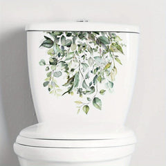 Green Plants Toilet Decoration Stickers Waterproof Self Adhesive