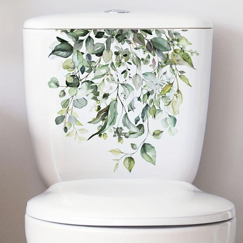 Green Plants Toilet Decoration Stickers Waterproof Self Adhesive