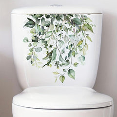 Green Plants Toilet Decoration Stickers Waterproof Self Adhesive