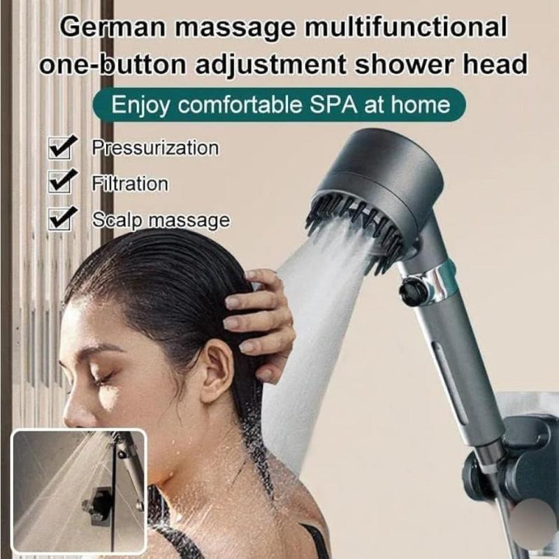 1pc Multifunctional Massage Shower Head High Pressure 3 Mode Handheld Shower Hea