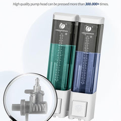 Wall Mounted Manual Soap Dispenser Pump 2x180ml Chamber For Bathroom