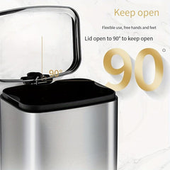 Small Rectangular Trash Can Soft Close Lid Stain Resistant Brushed Stainless