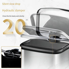 Small Rectangular Trash Can Soft Close Lid Stain Resistant Brushed Stainless