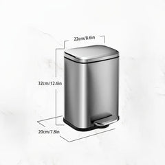 Small Rectangular Trash Can Soft Close Lid Stain Resistant Brushed Stainless