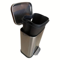 Small Rectangular Trash Can Soft Close Lid Stain Resistant Brushed Stainless