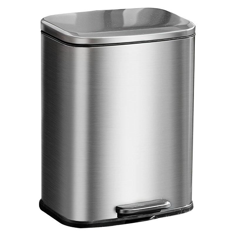 Small Rectangular Trash Can Soft Close Lid Stain Resistant Brushed Stainless