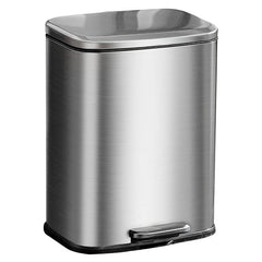 Small Rectangular Trash Can Soft Close Lid Stain Resistant Brushed Stainless