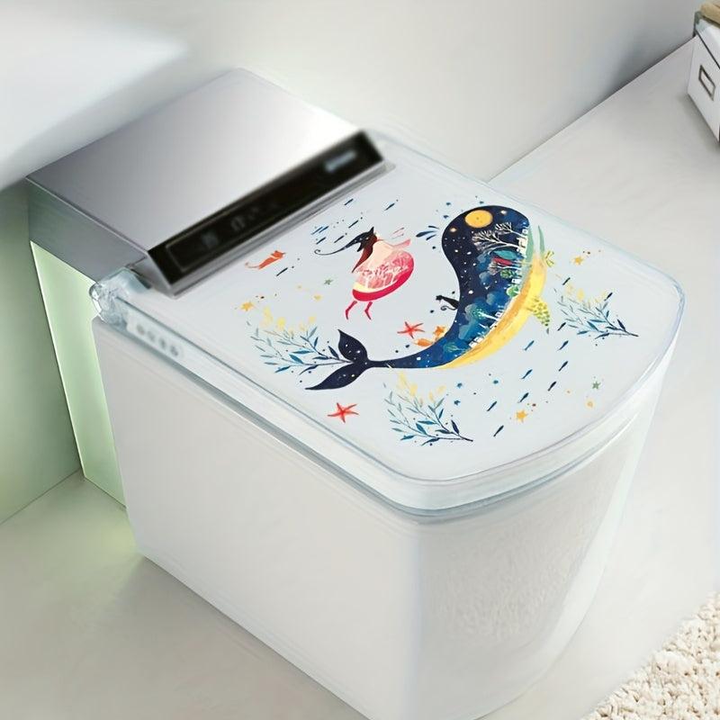 Whale Pattern Toilet Lid Decal Removable Self Adhesive Toilet Sticker