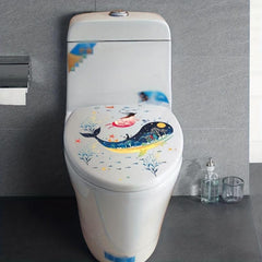 Whale Pattern Toilet Lid Decal Removable Self Adhesive Toilet Sticker