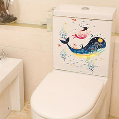 Whale Pattern Toilet Lid Decal Removable Self Adhesive Toilet Sticker