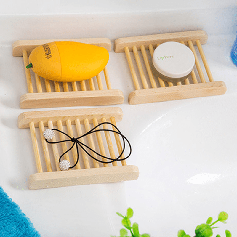 Wooden Soap Dish Drain Soap Tray Self Draining Soap Holder Soap Rack Bathroom