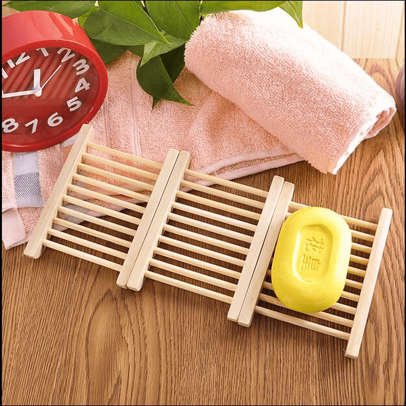 Wooden Soap Dish Drain Soap Tray Self Draining Soap Holder Soap Rack Bathroom