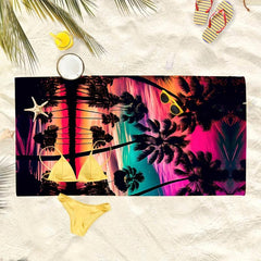 Coconut Tree Beach Towel Lightweight Sandproof Sun Protection