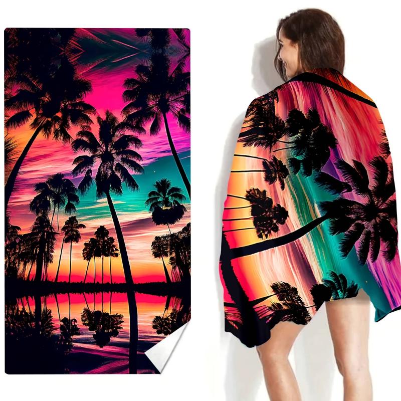 Coconut Tree Beach Towel Lightweight Sandproof Sun Protection