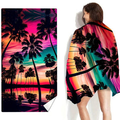 Coconut Tree Beach Towel Lightweight Sandproof Sun Protection