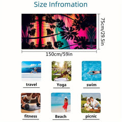 Coconut Tree Beach Towel Lightweight Sandproof Sun Protection