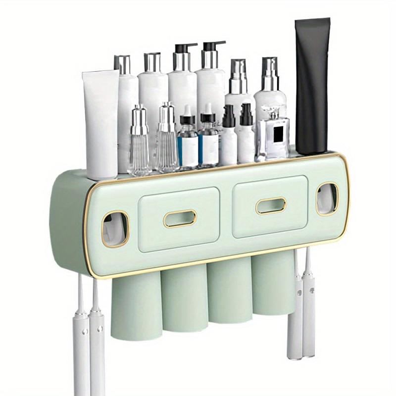 Wall-Mounted Toothbrush Holder & Tumbler Set - Space-Saving Bathroom Organizer