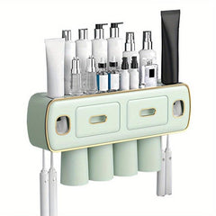 Wall-Mounted Toothbrush Holder & Tumbler Set - Space-Saving Bathroom Organizer