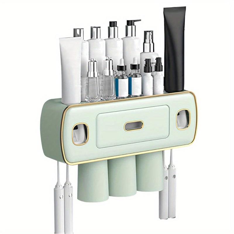 Wall-Mounted Toothbrush Holder & Tumbler Set - Space-Saving Bathroom Organizer