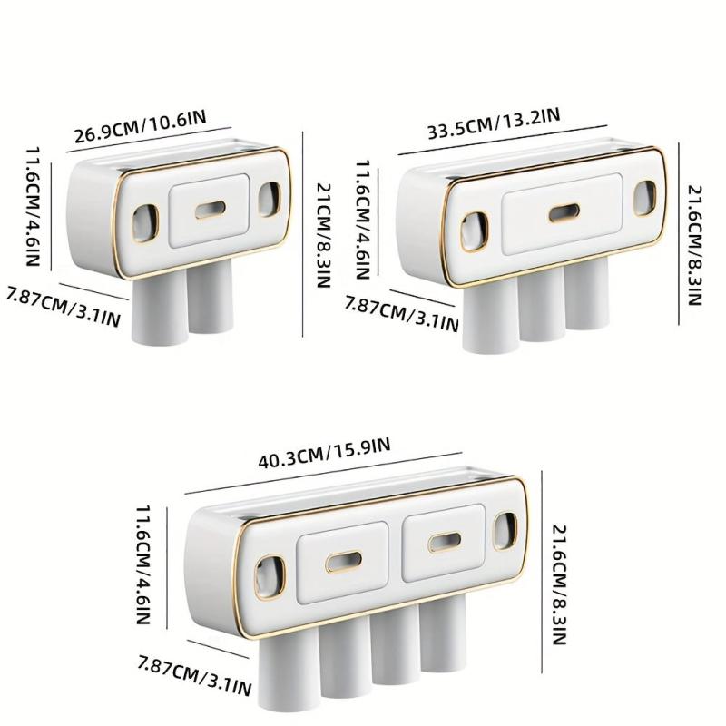 Wall-Mounted Toothbrush Holder & Tumbler Set - Space-Saving Bathroom Organizer