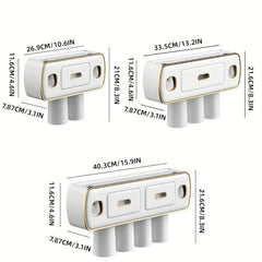 Wall-Mounted Toothbrush Holder & Tumbler Set - Space-Saving Bathroom Organizer