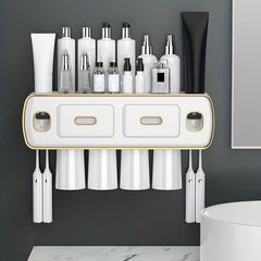 Wall-Mounted Toothbrush Holder & Tumbler Set - Space-Saving Bathroom Organizer