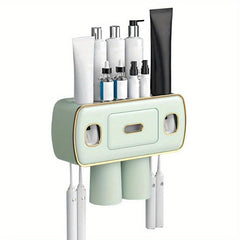 Wall-Mounted Toothbrush Holder & Tumbler Set - Space-Saving Bathroom Organizer