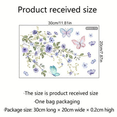 Cartoon Flower Green Plant Butterfly Toilet Stickers Bathroom Self Adhesive