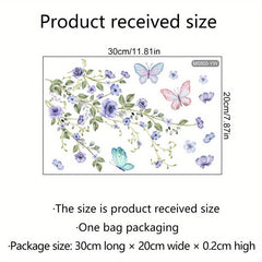 Cartoon Flower Green Plant Butterfly Toilet Stickers Bathroom Self Adhesive