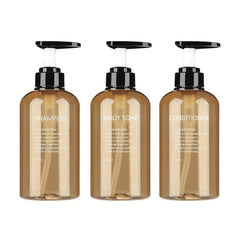 3pcs Amber Plastic Soap Dispenser Bottles with Pump