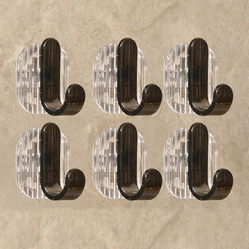 6pcs Acrylic No Drill Hook Wall Mounted Adhesive Clothes Hooks