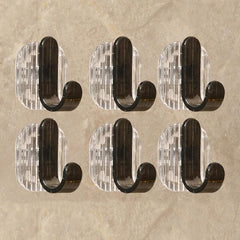 6pcs Acrylic No Drill Hook Wall Mounted Adhesive Clothes Hooks