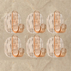 6pcs Acrylic No Drill Hook Wall Mounted Adhesive Clothes Hooks